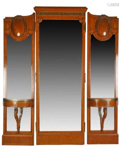 Bronze-Mounted French Mirror Triptych