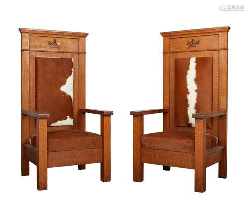 Pr: Henderson-Ames Co. Oak Hall Chairs