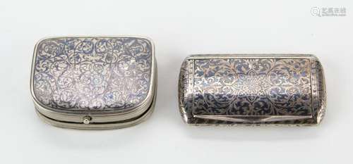 Pair of Niello Silver Cases Memento Mori