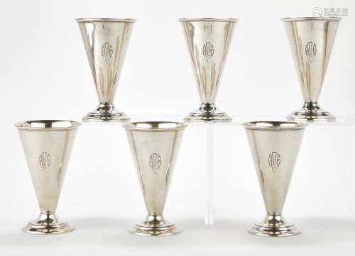 Set of 6 Sterling Silver Goblets - Monogrammed