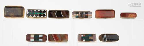 Grp: 10 Agate Boxes Snuff Box Match Box