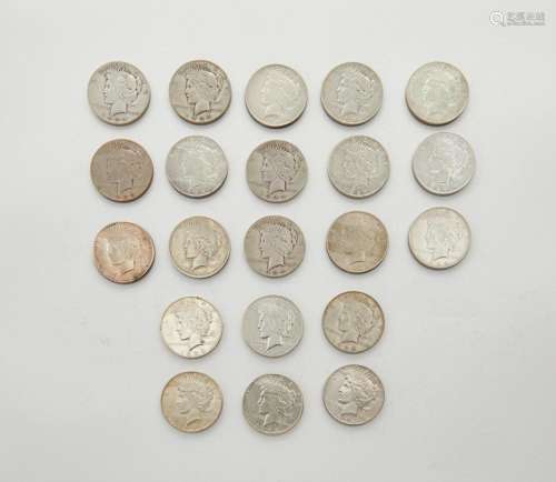 Grp: 21 Peace Silver Dollars 1927-1935