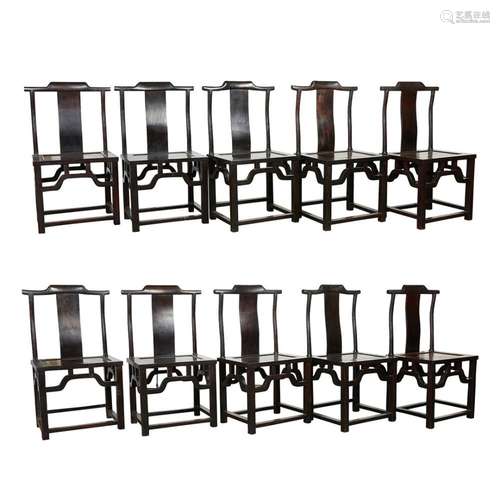 Set 10 Chinese Yokeback Side Chairs