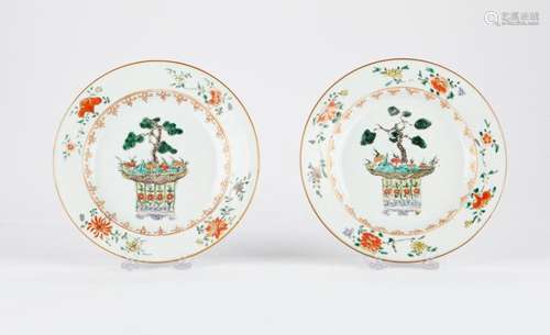 Pr. 18th c. Chinese Porcelain Famille Rose Plates w/ Bonsai ...