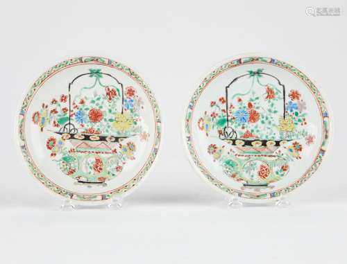 Pr Kangxi Chinese Porcelain Famille Verte Saucer Dishes