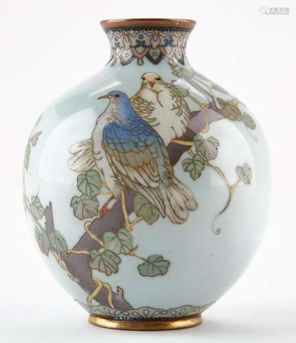 Small Japanese Cloisonne Vase w/ Birds