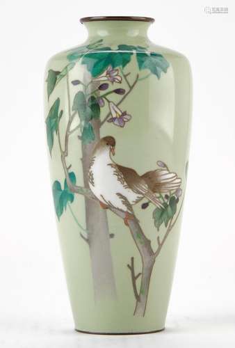 Japanese Cloisonne Vase with Bird and Trees