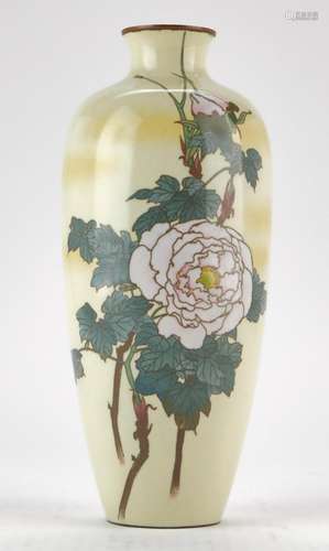 Japanese Cloisonne Vase w/ White Peony