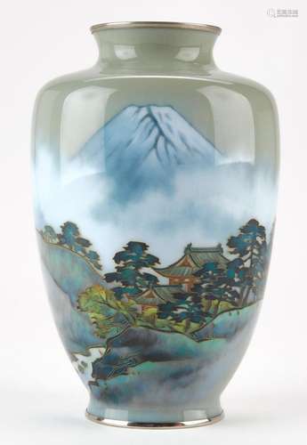 Japanese Cloisonne Vase w/ Mountain Landscape