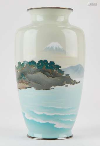 Ando Company Japanese Cloisonne Vase w/ Landscape