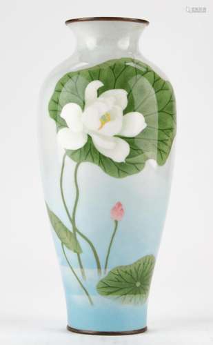 Honda Japanese Cloisonne Vase w/ Water Lilies