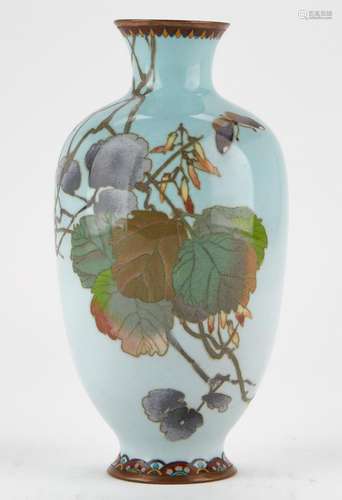 Japanese Cloisonne Vase w/ Flowers and Butterfly