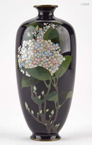 Japanese Meiji Cloisonne Vase w/ Hydrangea