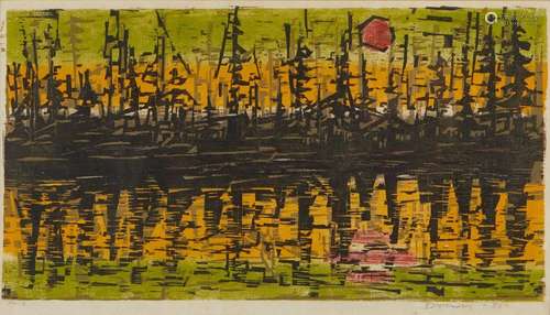 Werner Drewes "Shimmering Water" Woodcut