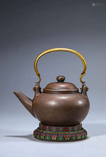 A Chinese Redware Teapot Marked Gong Ju