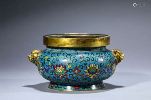 A Chinese Cloisonne Enamel Interlock Branches Censer Marked ...