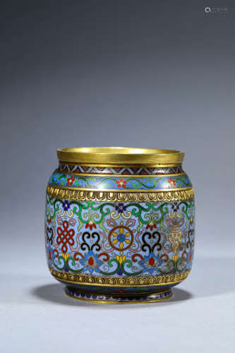 A Chinese Cloisonne Enamel Eight Treasure Jar Marked Qian Lo...