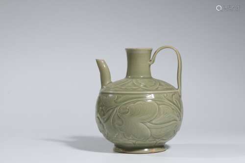 A Chinese Porcelain Yaozhou-Type Poeny Wine Vessel