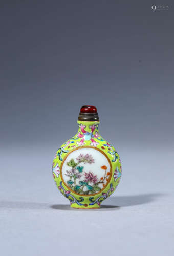 A Chinese Porcelain Famille Rose Floral Snuff Bottle Marked ...