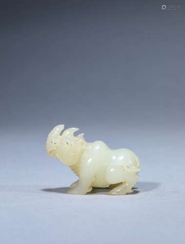 A Chinese Jade Rhino Statue