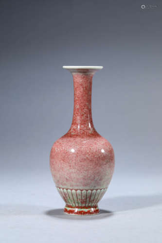 A Chinese Porcelain Red-Glazed Vase Marked Kang Xi