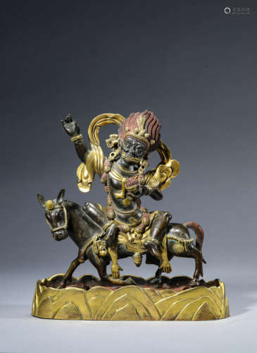 A Chinese Gilt-Bronze Palden Lhamo Statue