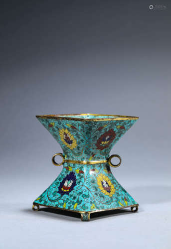 A Chinese Cloisonne Enamel Interlock Branches Vase Marked Qi...