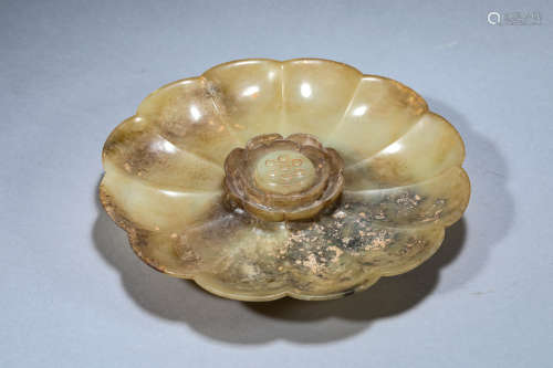 A Chinese Jade Lotus Shaped Washer