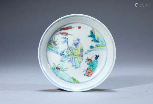 A Chinese Porcelain Doucai Bamboo Dish Marked Qian Long