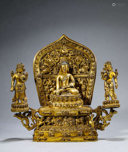 A Chinese Gilt-Bronze Sakyamuni Satue