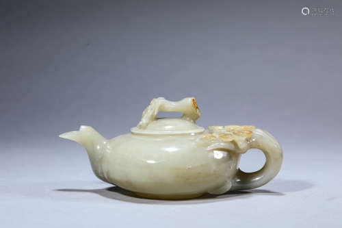 A Chinese Jade Plum Blossom Teapot