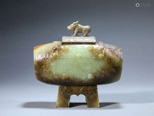 A Chinese Jade Taotie Mask Censer