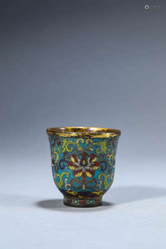 A Chinese Cloisonne Enamel Interlock Branches Cup Marked Qia...