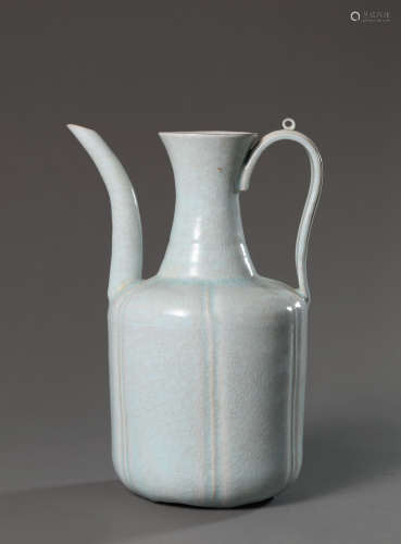 A Chinese Porcelain Celadon-Glazed Kettle
