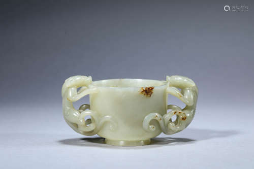 A Chinese Jade Dragon Cup