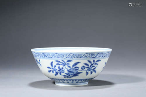 A Chinese Porcelain Blue and White Bowl Marked Guang Xu