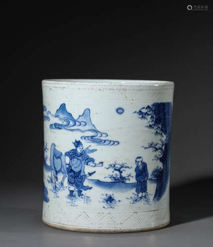 A Chinese Porcelain Blue and White Brush Pot