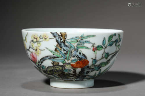 A Chinese Porcelain Famille Rose Butterfly Bowl Marked Yong ...
