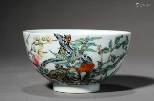 A Chinese Porcelain Famille Rose Butterfly Bowl Marked Yong ...