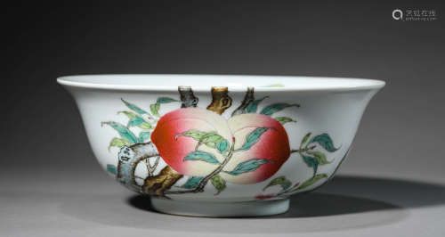 A Chinese Porcelain Famille Rose Longevity Bowl Marked Yong ...