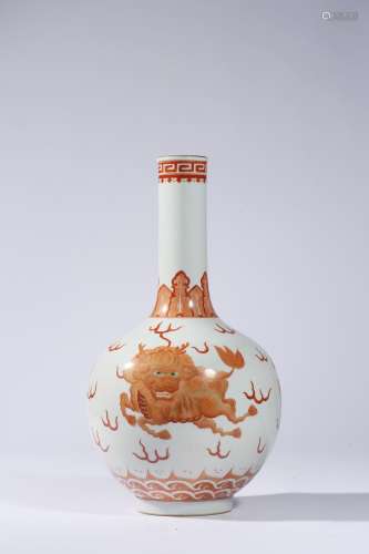 A Chinese Porcelain Iron-Red Sea and Beast Vase Marked Yong ...