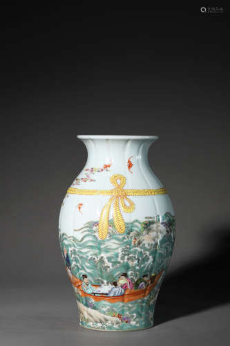 A Chinese Porcelain Famille Rose Vase Marked Yong Zheng