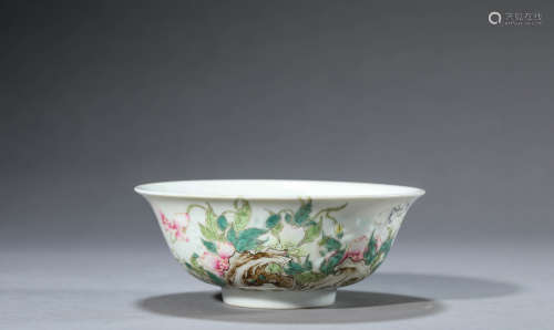 A Chinese Porcelain Famille Rose Floral Bowl Marked Yu Yan