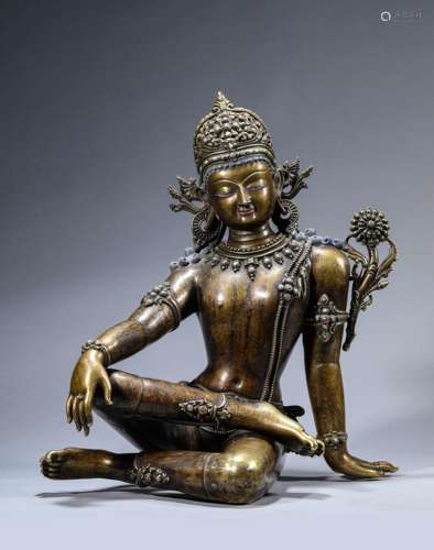 A Chinese Bronze Avalokiteshvara Statue