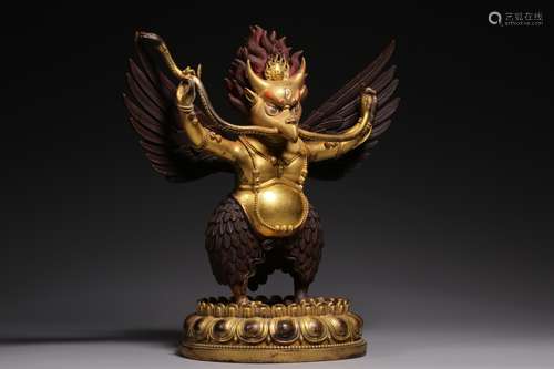 Qing Dynasty Bronze Gold Gilded Statue, China