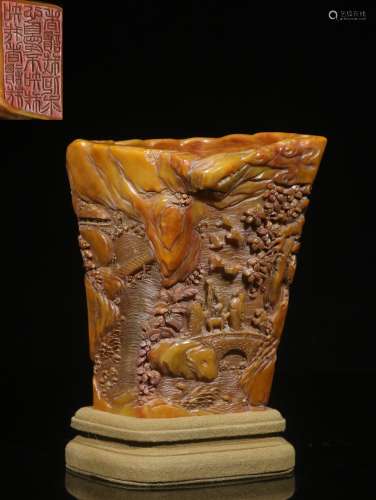 Shoushan Tianhuang Stone Hand-Made Carving 刻