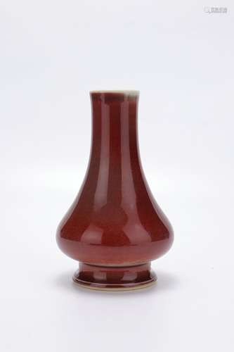 Qing Dynasty Red Glaze Porcelain Bottle, China