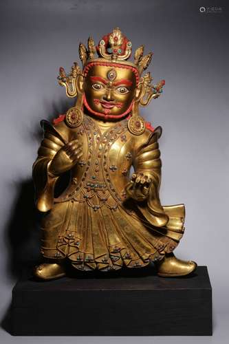 Qing Dynasty Bronze Gold Gilded Statue, China