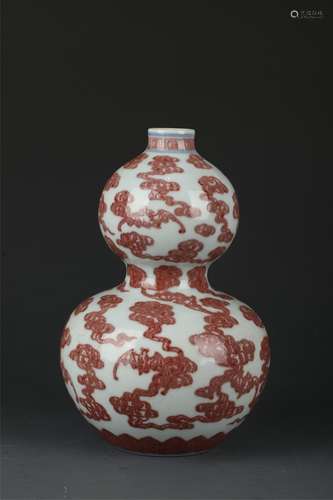 Red Glazed Kiln Calabash Vase from Qing