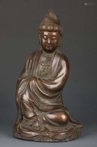 Copper Avalokitesvara Sitting Figure